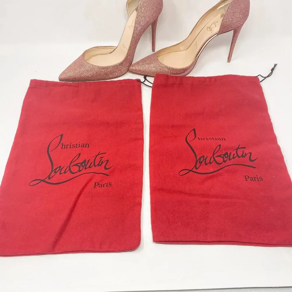 Christian Louboutin Iriza 100 Glitter Tisse Pink Heels EU 40 US 10